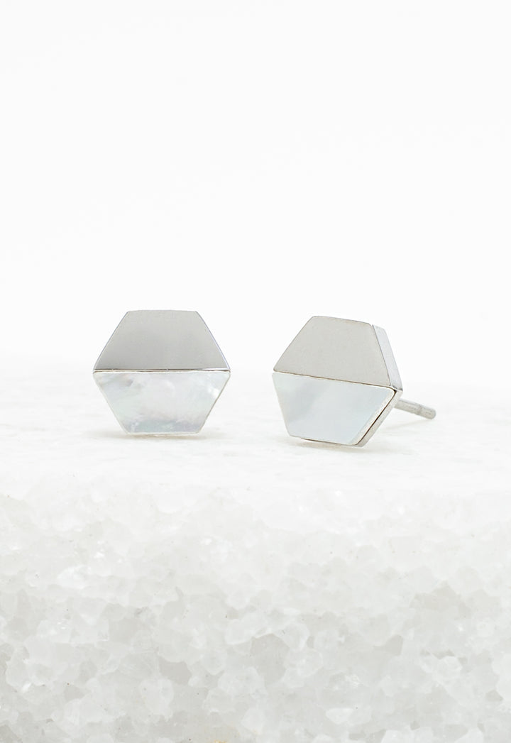 Dorothy Hexagon Shell Stud Earrings