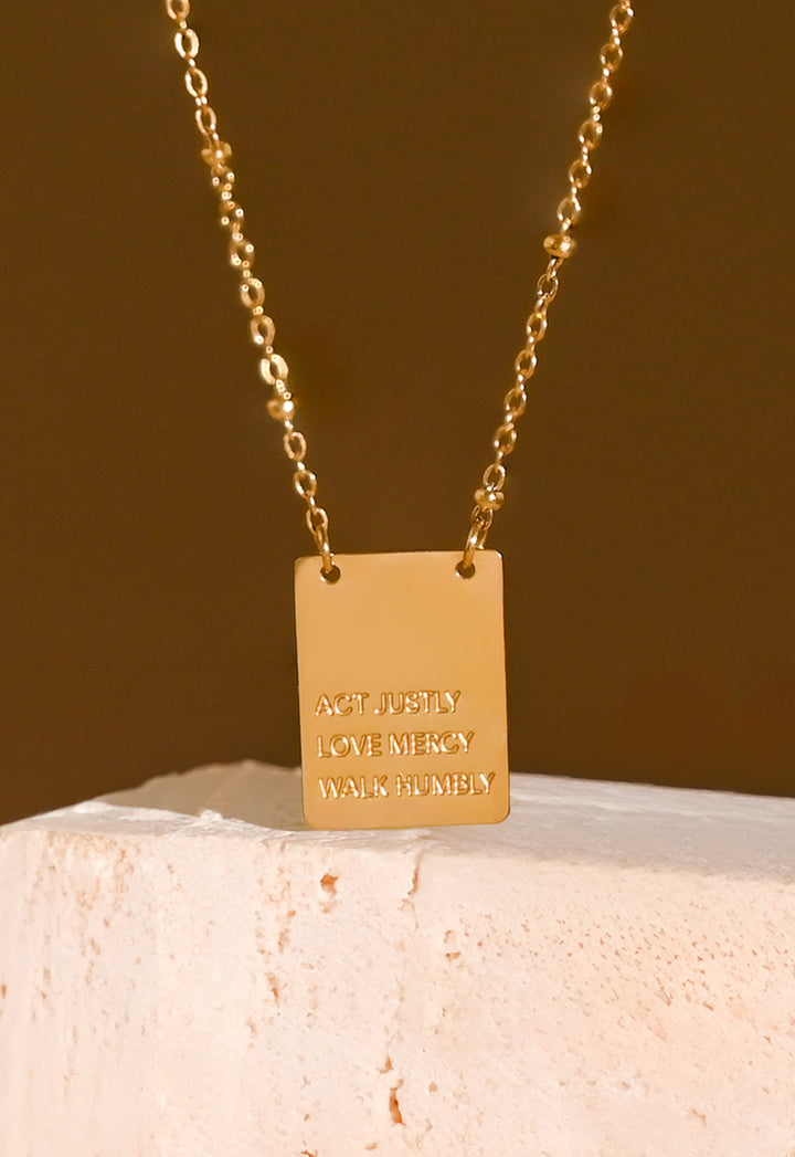 Act Justly Necklace in Gold