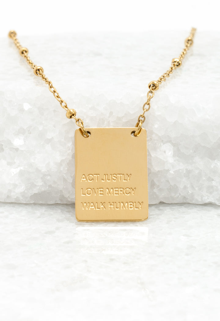 Act Justly Necklace in Gold