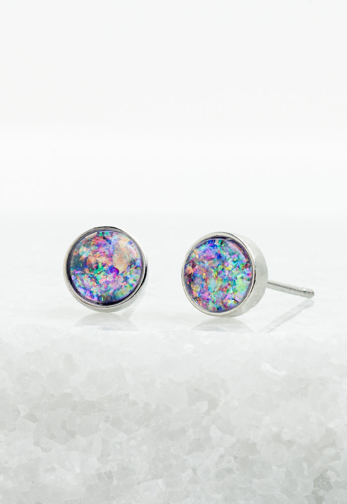 Lora Lavender & Silver Stud Earrings