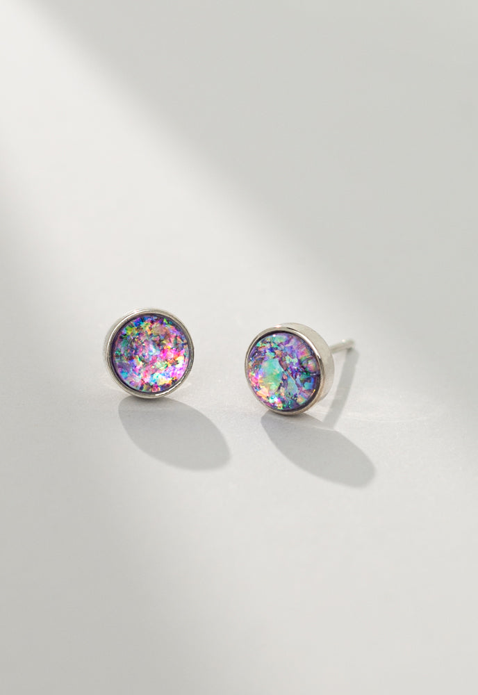 Lora Lavender & Silver Stud Earrings