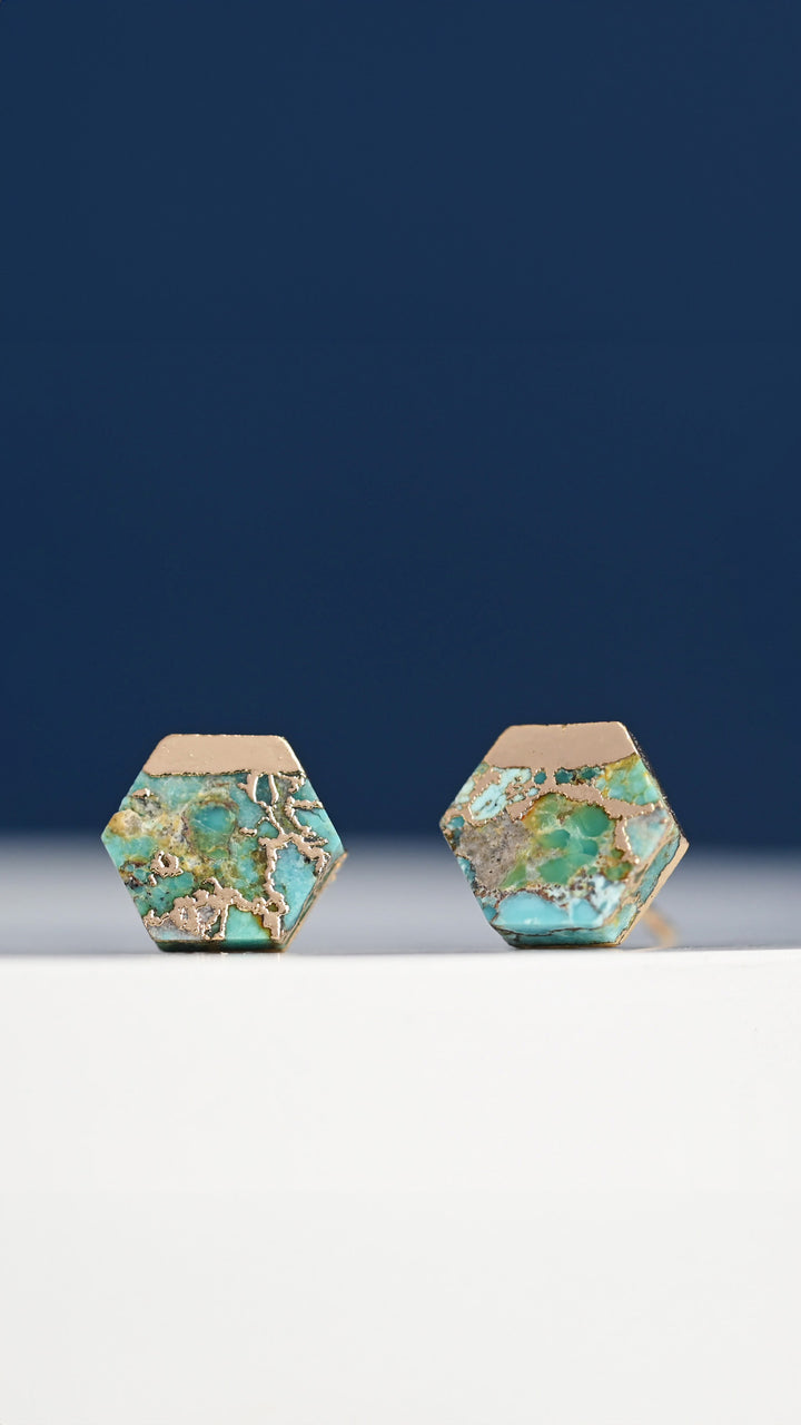 Oasis Turquoise and Gold Studs