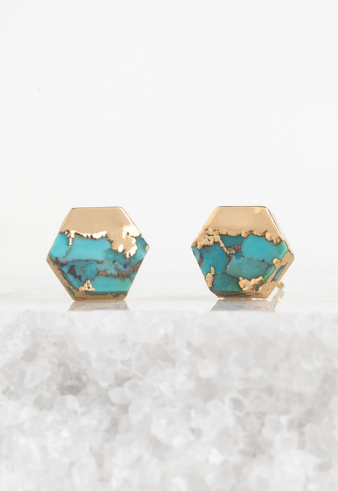 Oasis Turquoise and Gold Studs