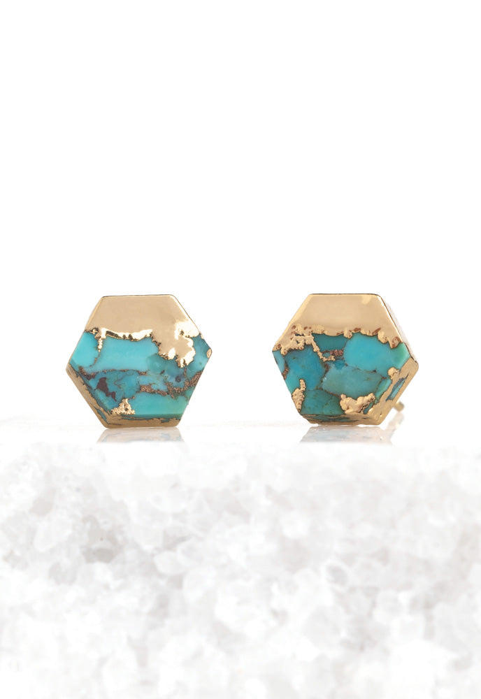 Oasis Turquoise and Gold Studs
