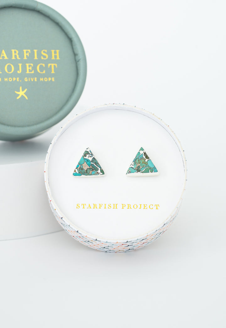 Ellie Triangle Turquoise Studs in Sterling Silver