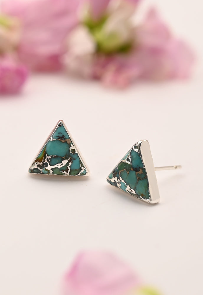 Ellie Triangle Turquoise Studs in Sterling Silver