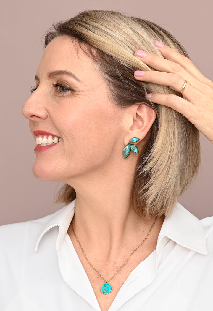 Coastal Leaf Emperor Stone Earrings