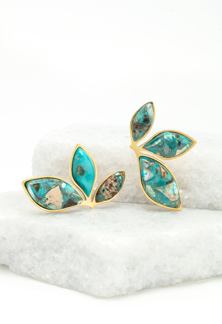 Coastal Leaf Emperor Stone Earrings