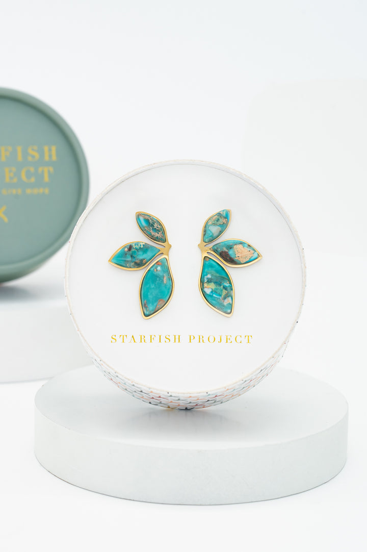 Coastal Leaf Emperor Stone Earrings
