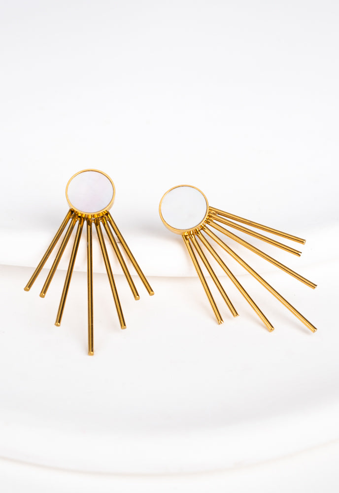 Caroline Mother of Pearl Stud & Fringe Earrings