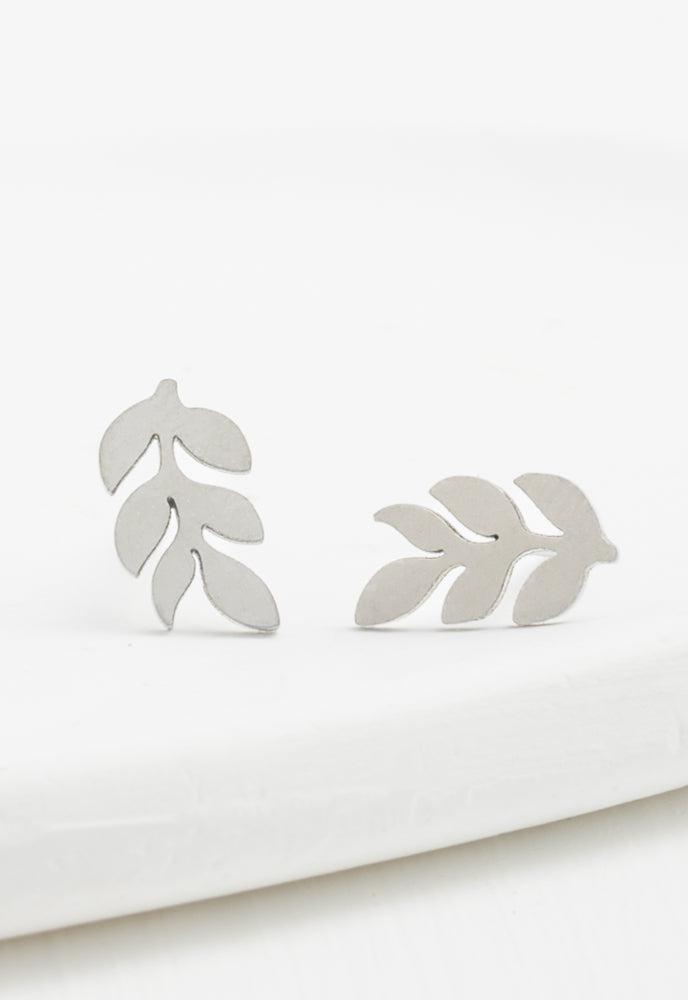 Rowen Leaf Stud Earrings