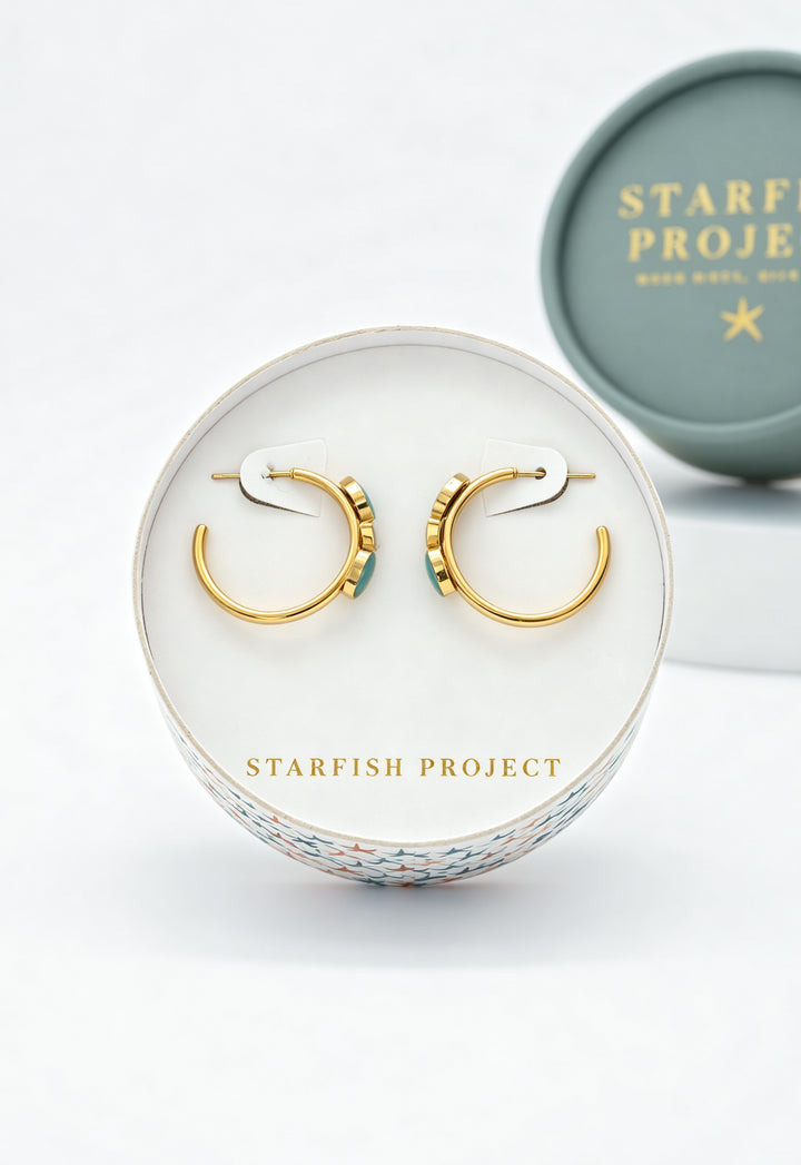 Clara Enamel Hoop Earrings in Mint