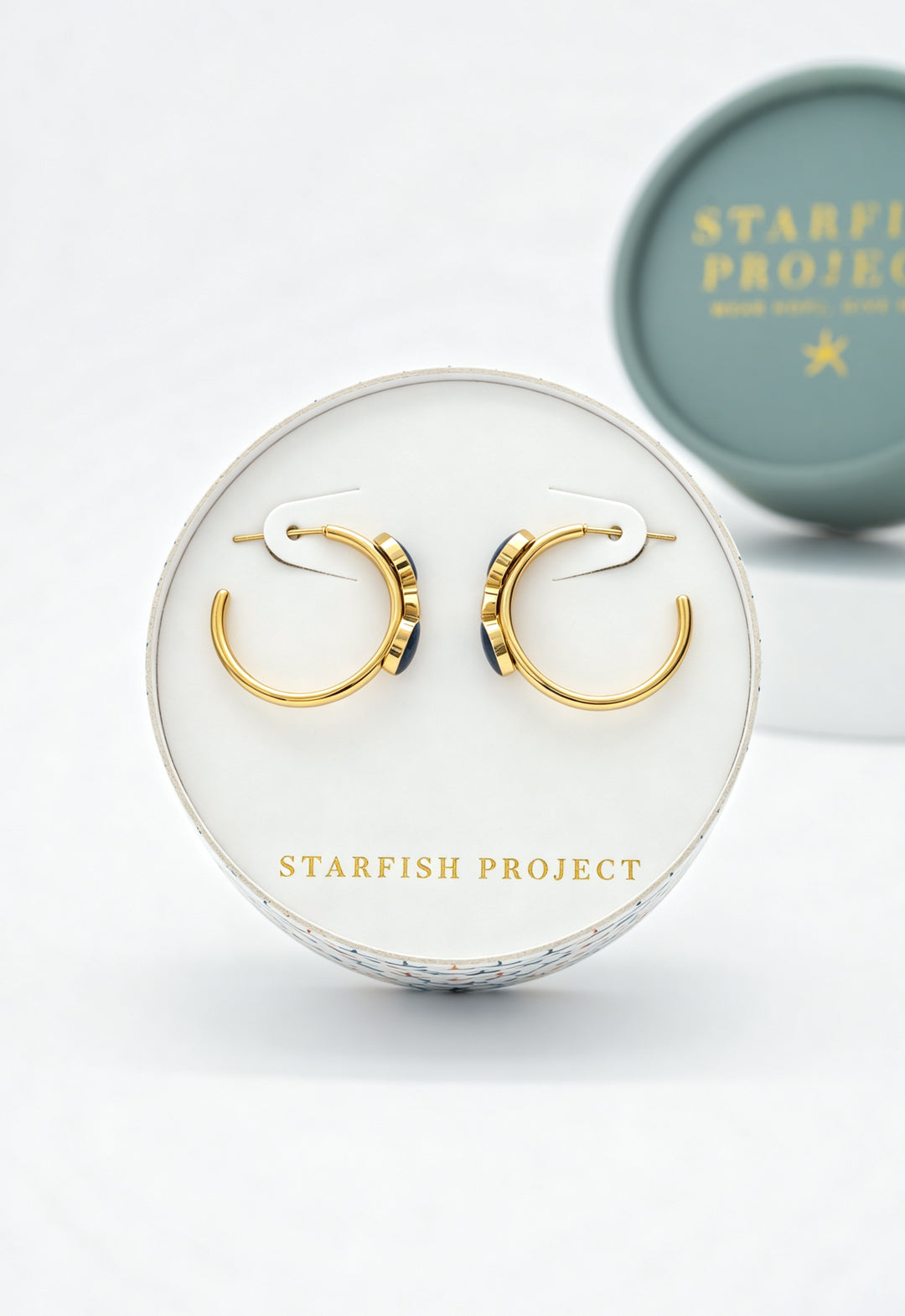 Clara Enamel Hoop Earrings in Blue