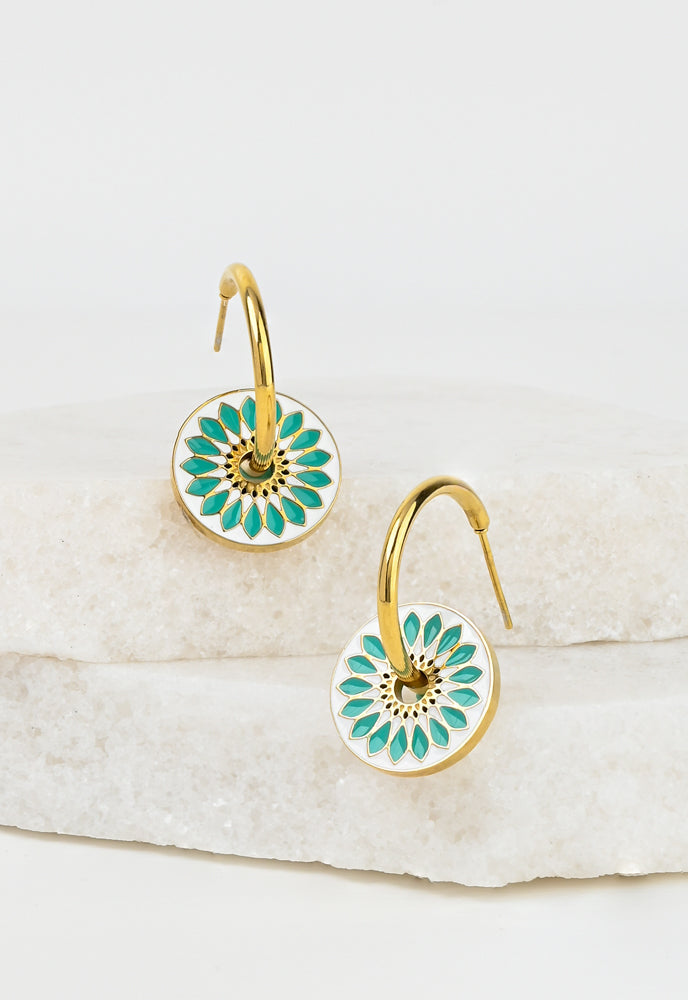 Dawn of Hope Enamel Earrings in Mint Green