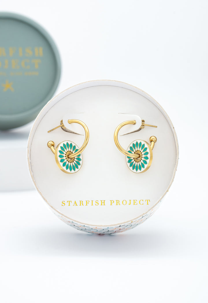 Dawn of Hope Enamel Earrings in Mint Green