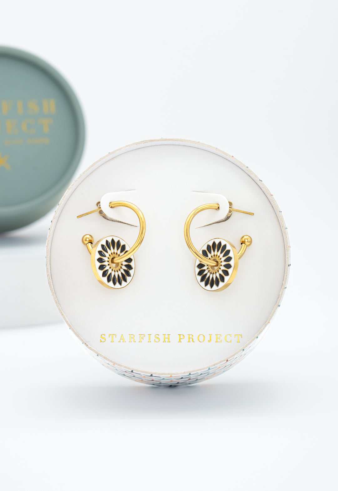 Dawn of Hope Enamel Earrings in Midnight Black