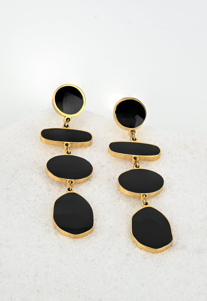 Solar Eclipse Black Drop Earrings