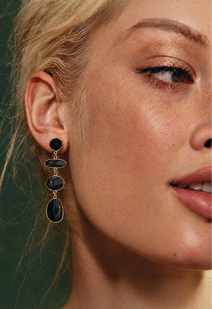 Solar Eclipse Black Drop Earrings
