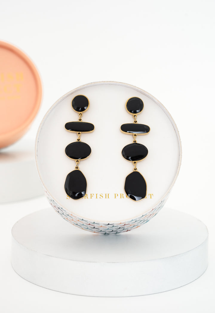 Solar Eclipse Black Drop Earrings