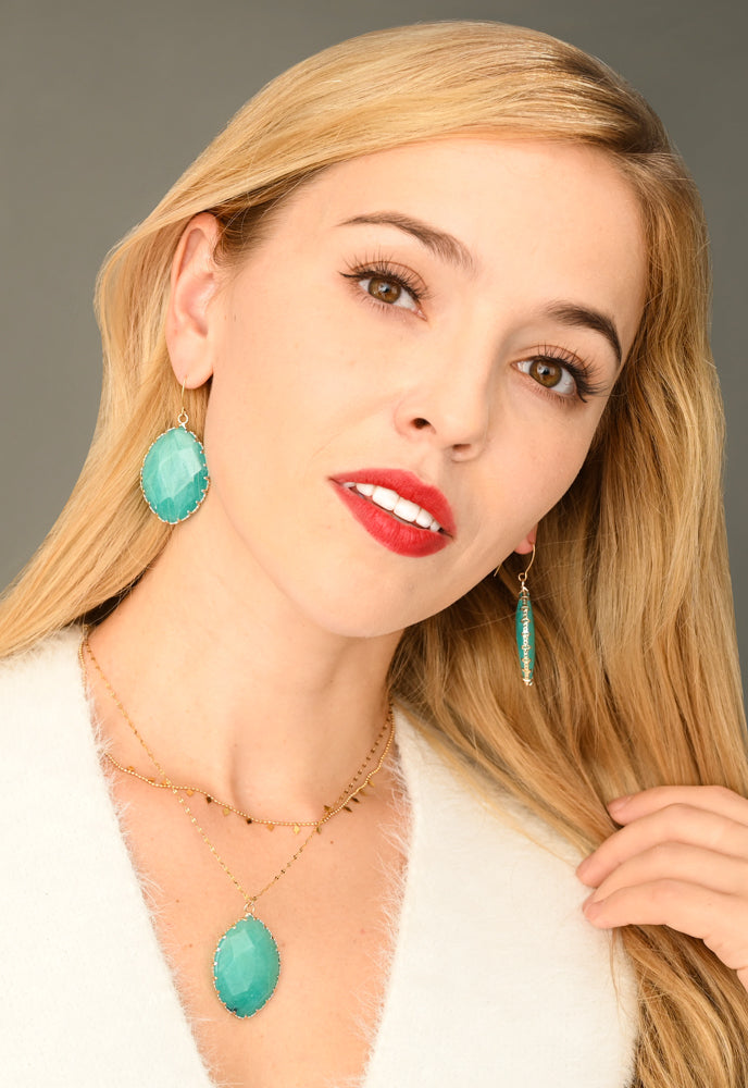 Radiant Light Crystal Earrings in Aqua