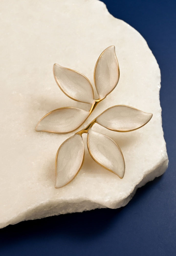 Canopy Leaf Earrings in Pearl White