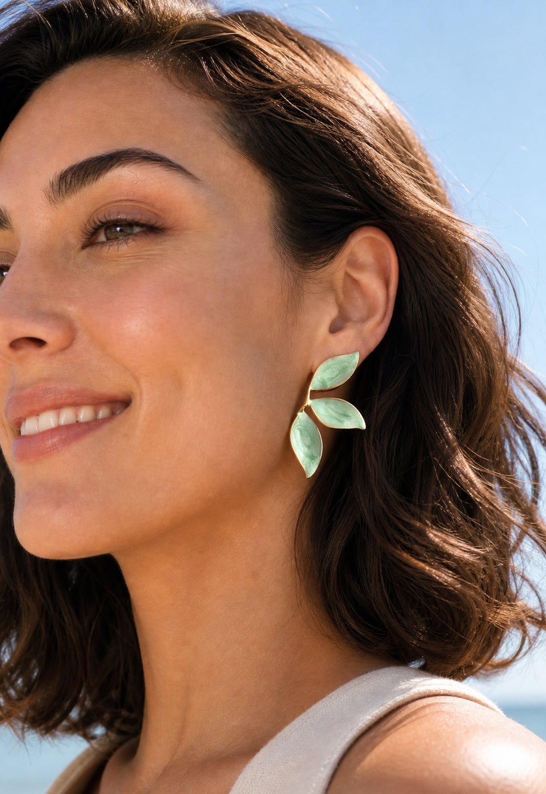 Canopy Leaf Earrings in Mint