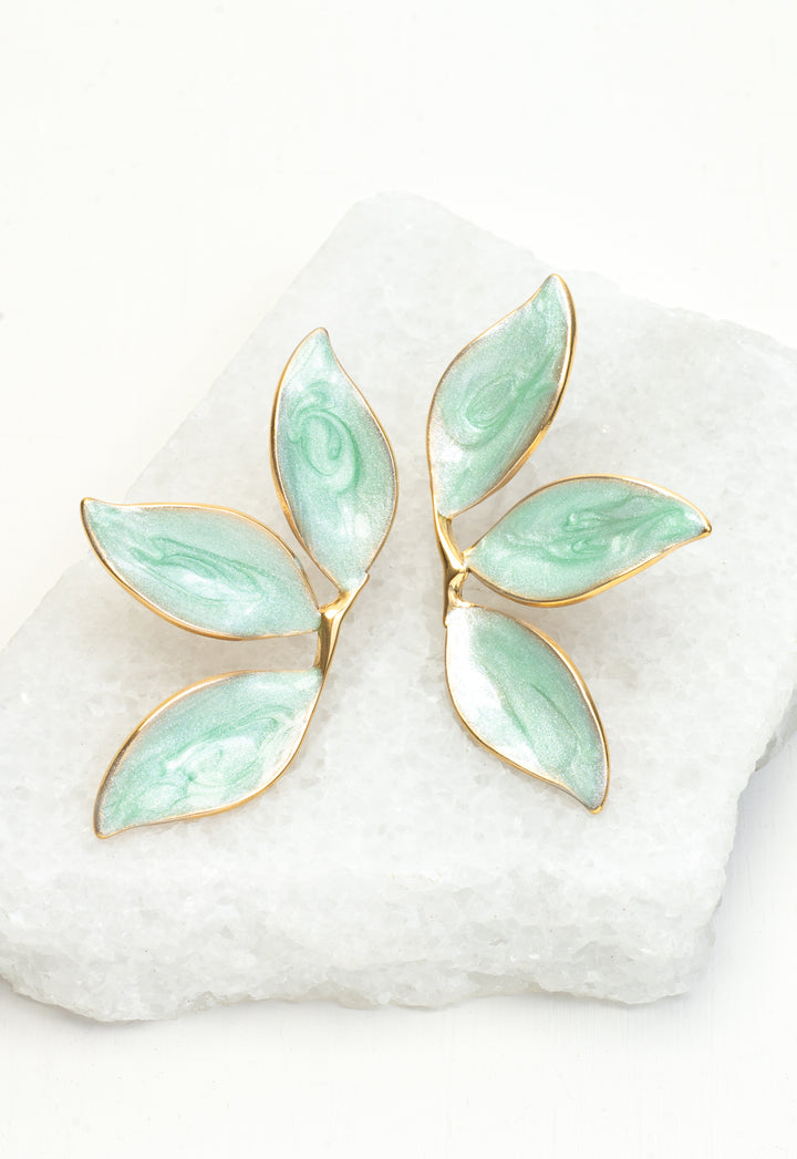 Canopy Leaf Earrings in Mint