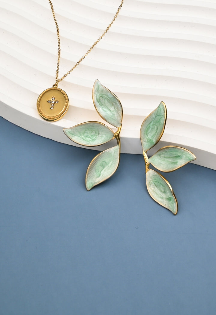 Canopy Leaf Earrings in Mint