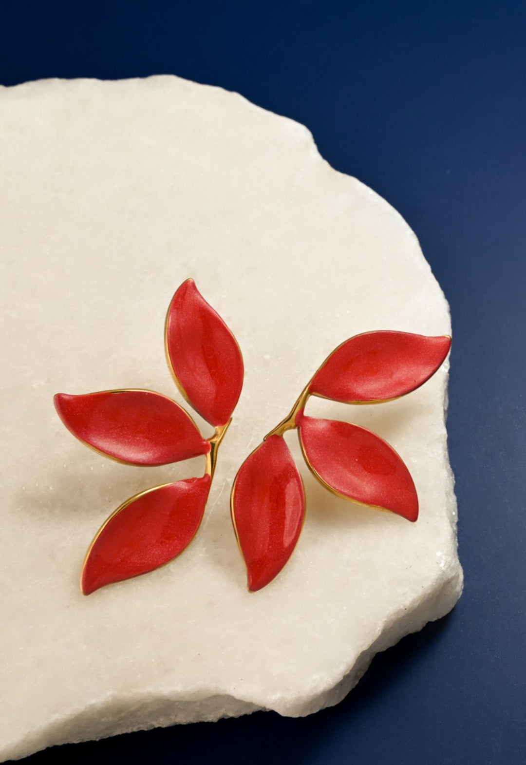 Canopy Leaf Earrings in Ruby Glow