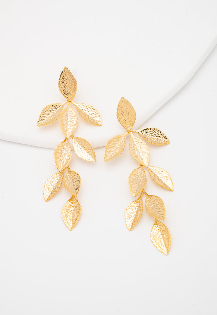 Golden Cascade Leaf Earrings