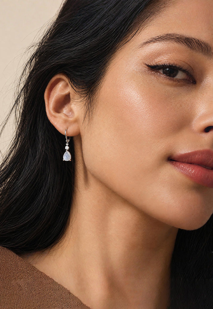 Lunar Dewdrops Moonstone Earrings