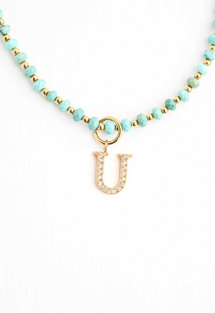 Initial Turquoise Necklace Bundle Display Set