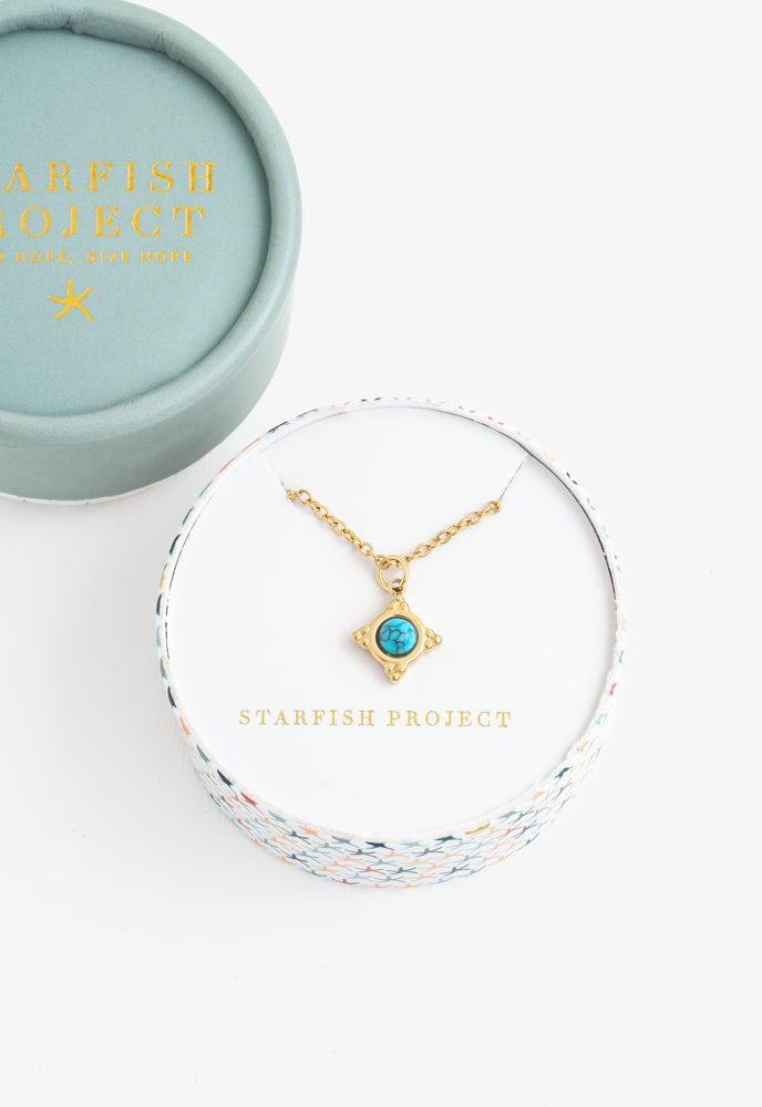 Turquoise Compass Rose Necklace