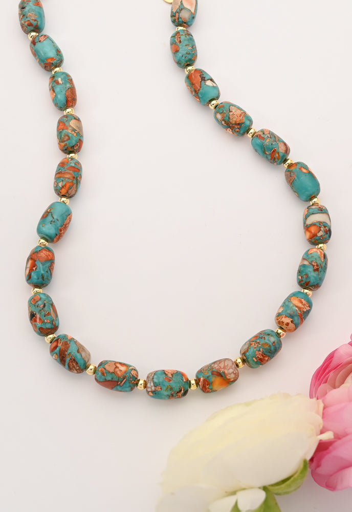 Sierra Bloom Turquoise Emperor Stone Beaded Necklace