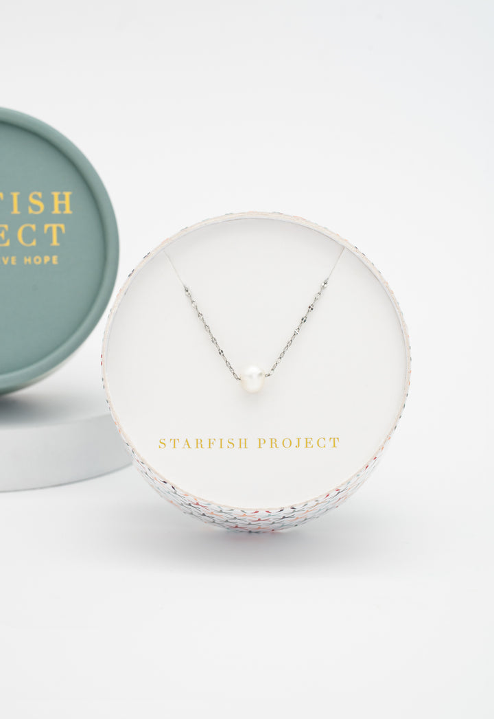 Annie Silver Pearl Necklace