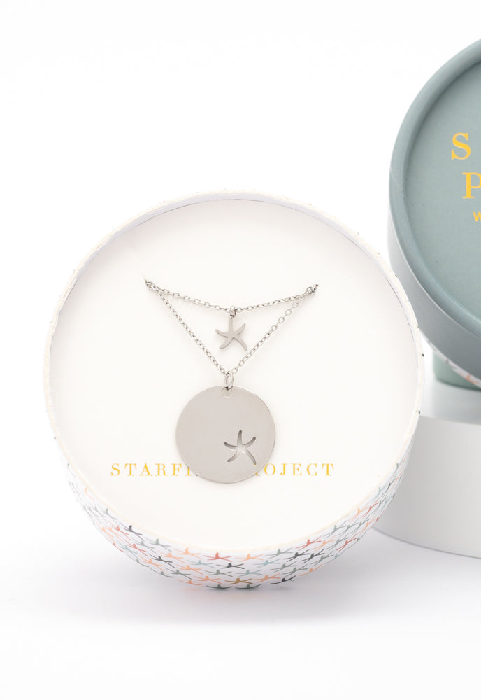 Community Silver Starfish Pendant Necklace Set