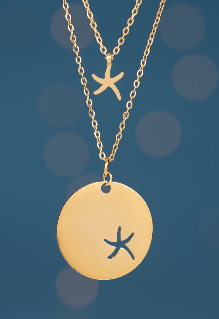 Community Gold Starfish Pendant Necklace Set