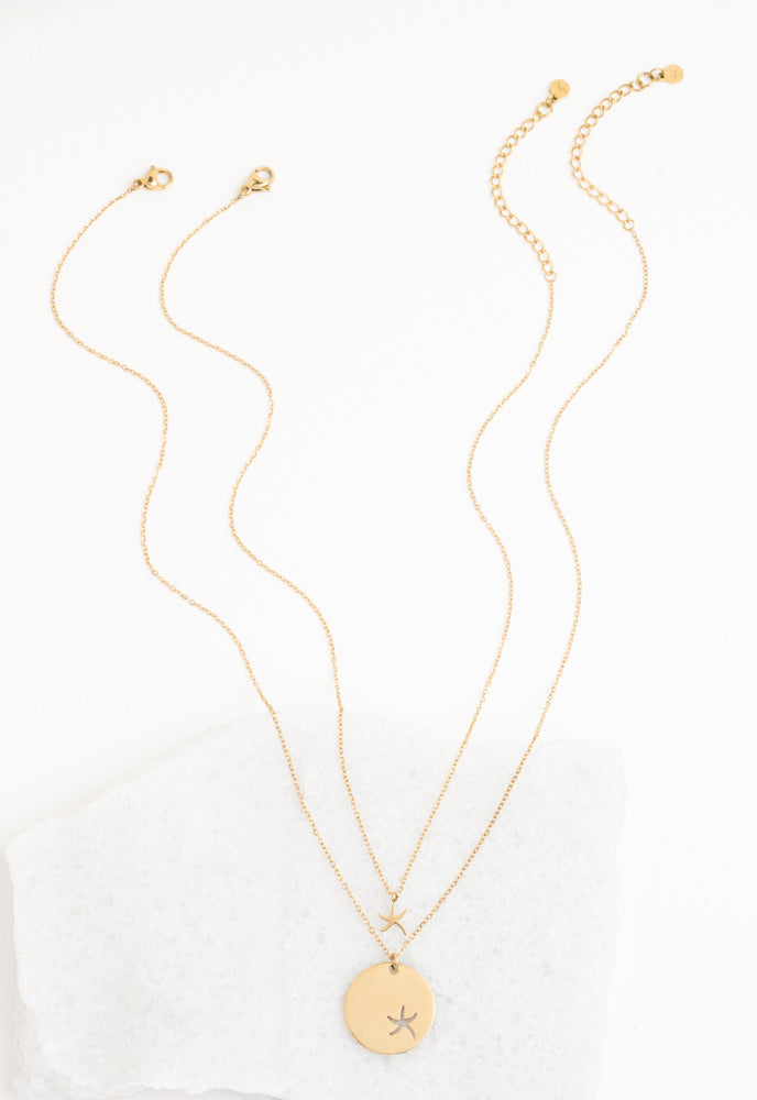 Community Gold Starfish Pendant Necklace Set