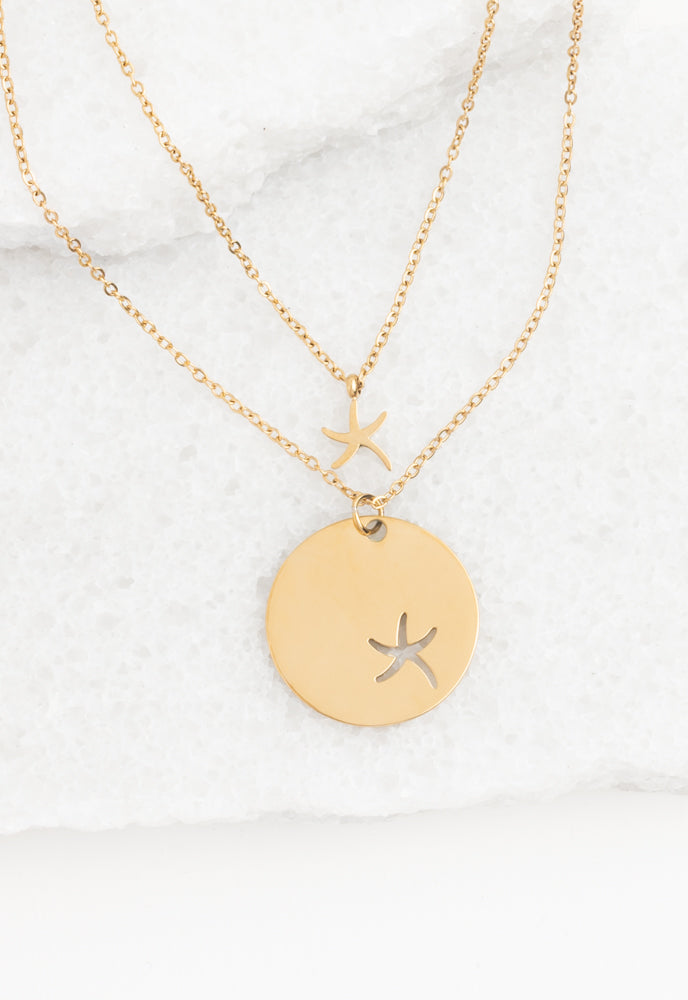 Community Gold Starfish Pendant Necklace Set