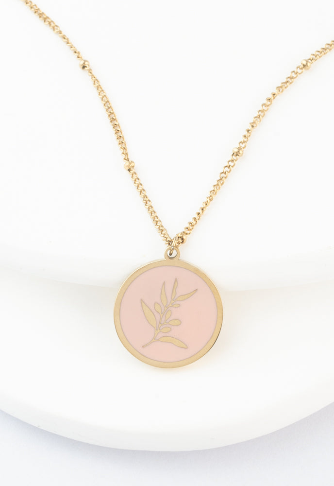Resilience Leaf Necklace in Pink