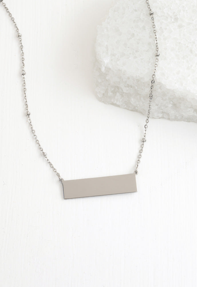 Engravable Silver Bar Necklace