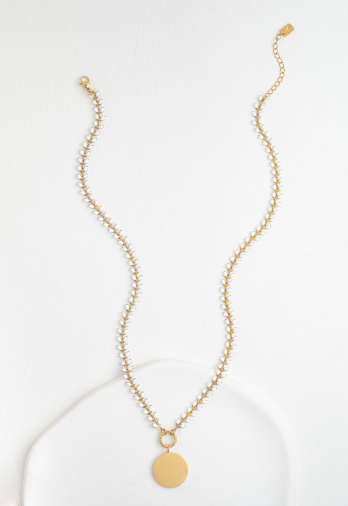 Seeds of Hope ivory and gold vine chain laid out full length with extender