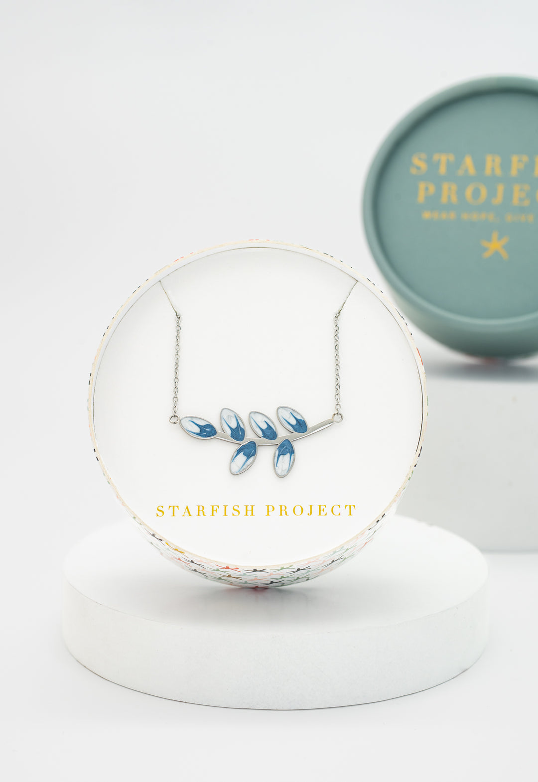 Hope Grows Necklace in Silver & Blue