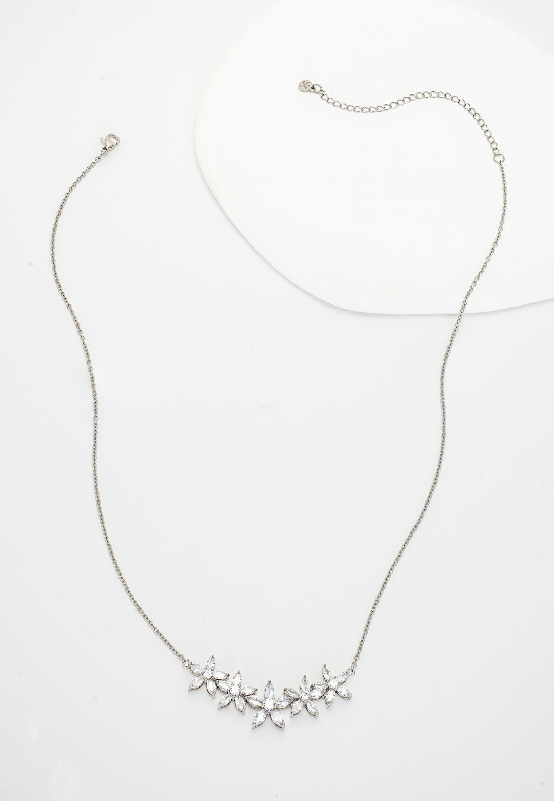 Radiant Bloom Platinum and Zircon Necklace