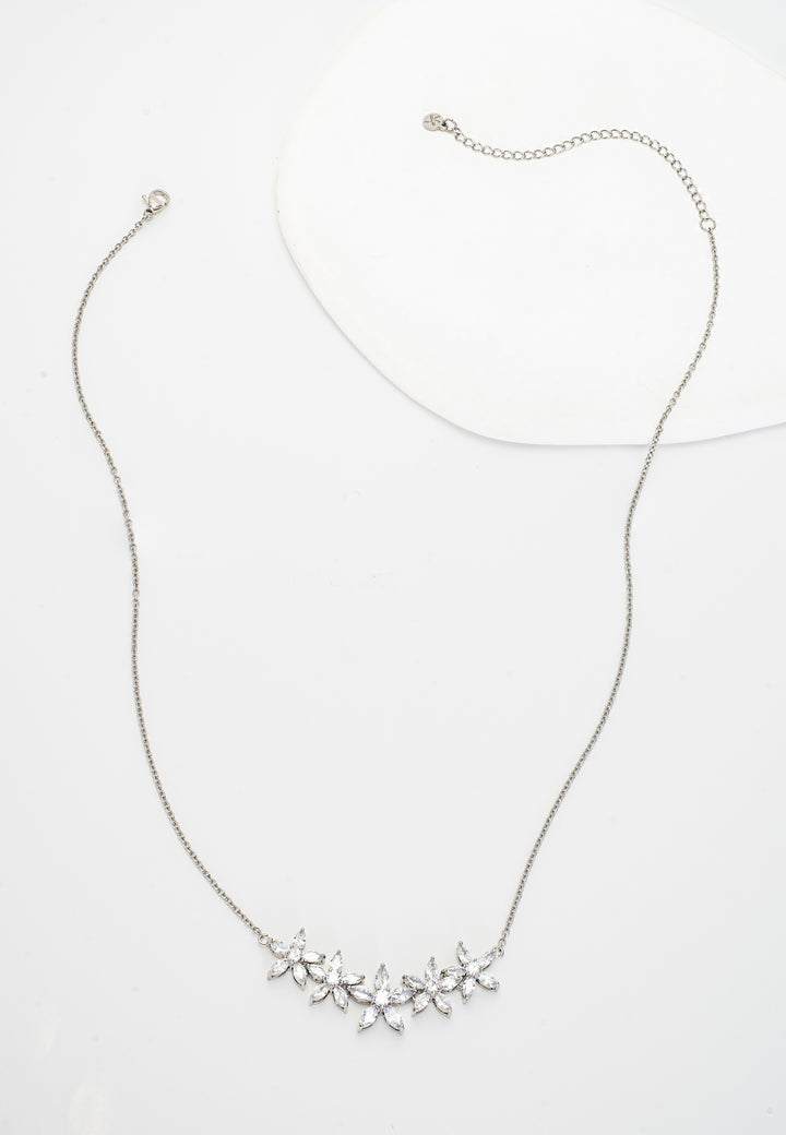 Radiant Bloom Platinum and Zircon Necklace