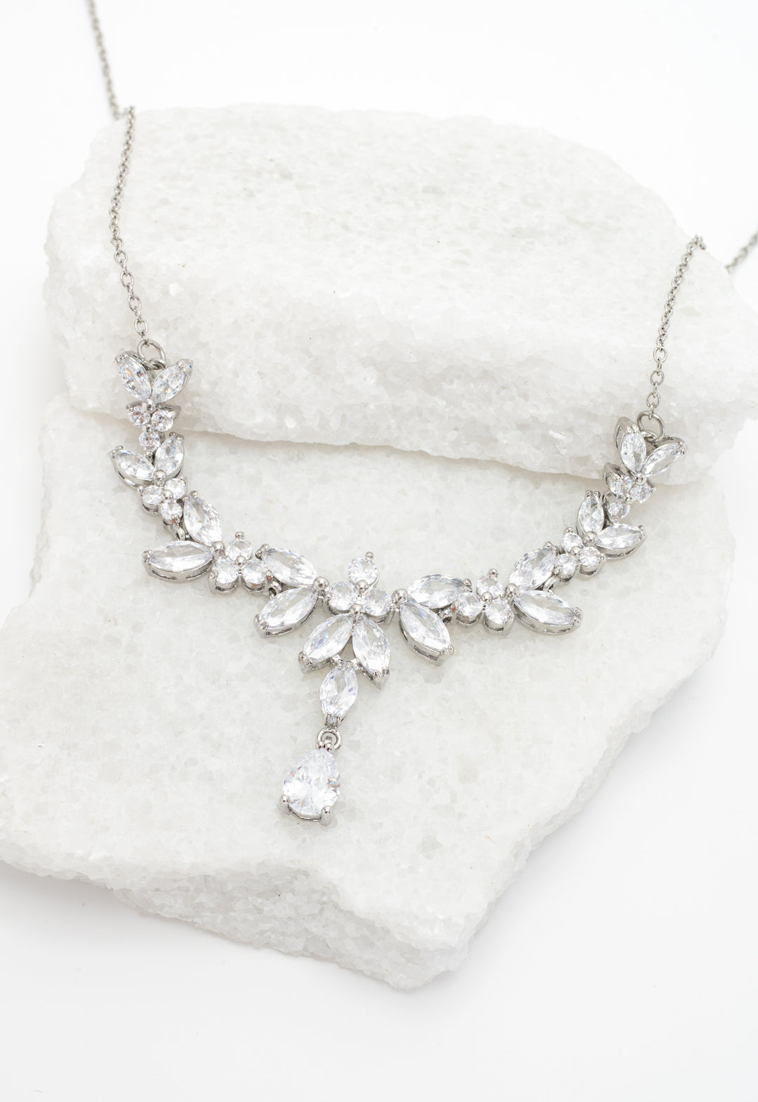 Platinum Chandelier Zircon Necklace