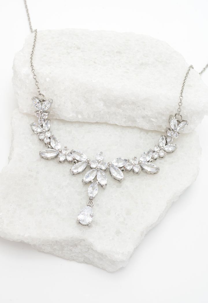 Platinum Chandelier Zircon Necklace
