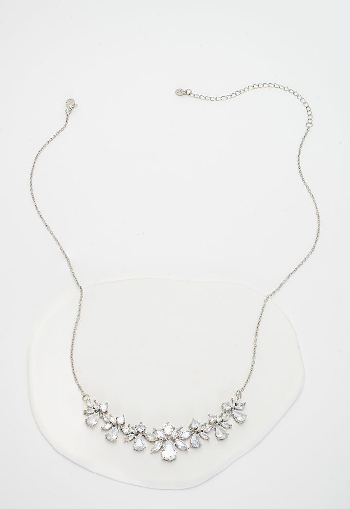 Glittering Garland Platinum and Zircon Necklace