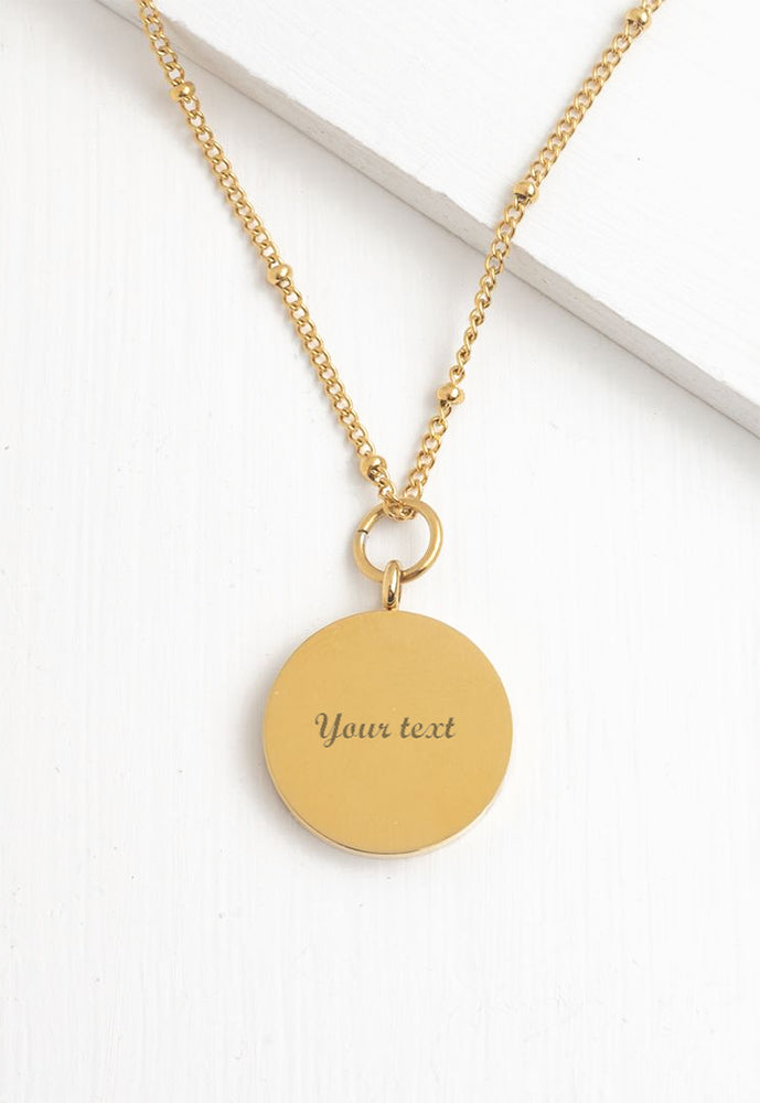 Engravable Round Pendant Gold Necklace