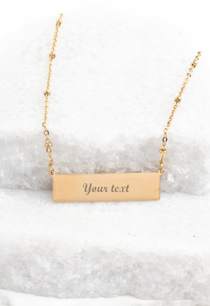 Engravable Gold Bar Necklace